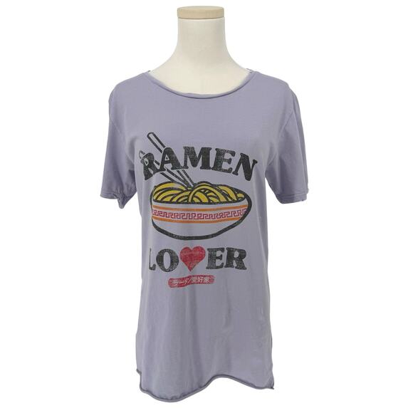 Ramen Lover Graphic T-Shirt by Recycled Karma Women's S Purple Noodle Bowl Y2K - Picture 1 of 7